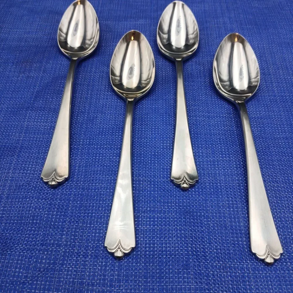 Wallace Lotus 18/8 Stainless Steel Set 4 Tablespoon Oval Spoon Flatware JAPAN